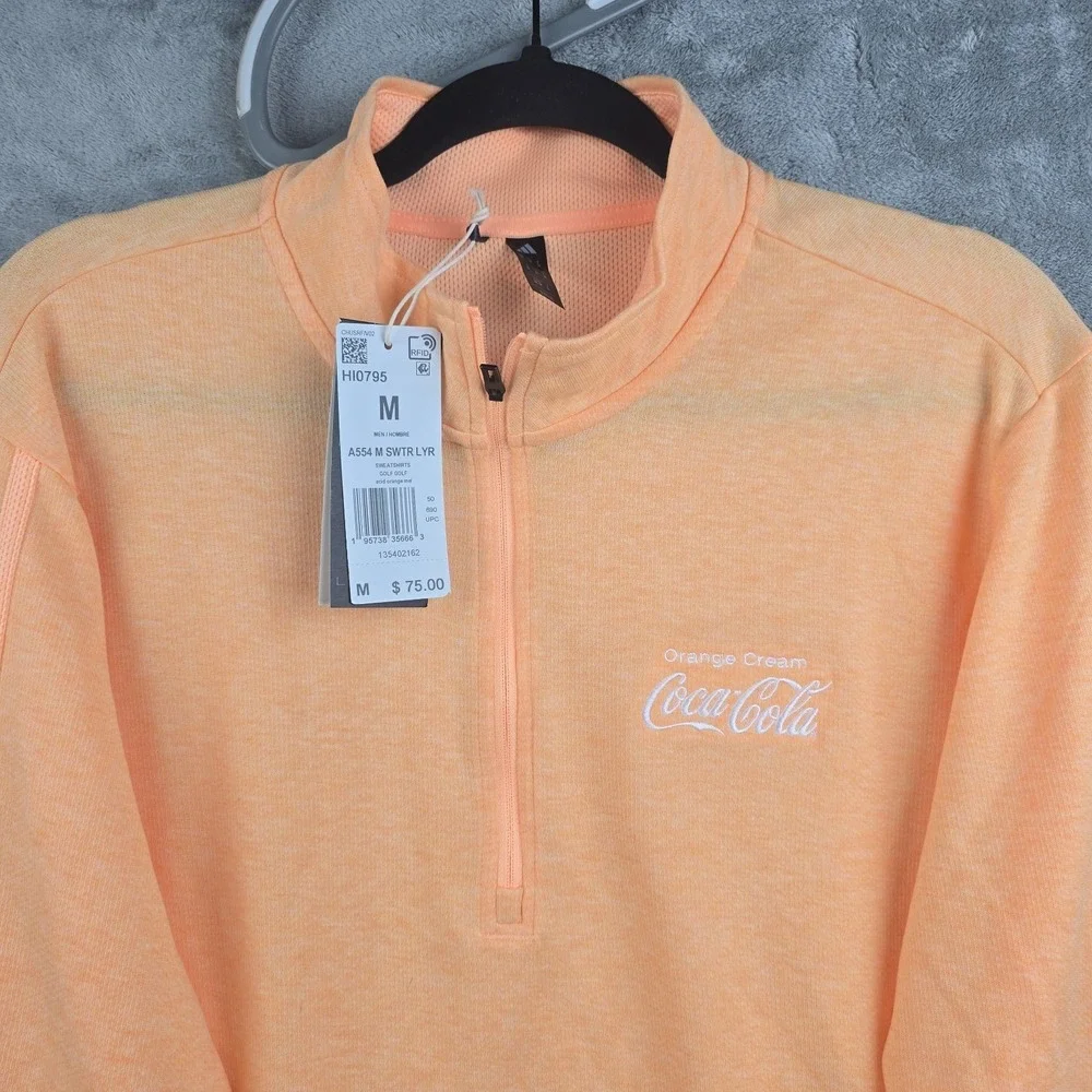 Adidas Coca Cola Orange Cream Golf Sweater Men's Medium Long Sleeve‎ 1/4 Zip NWT